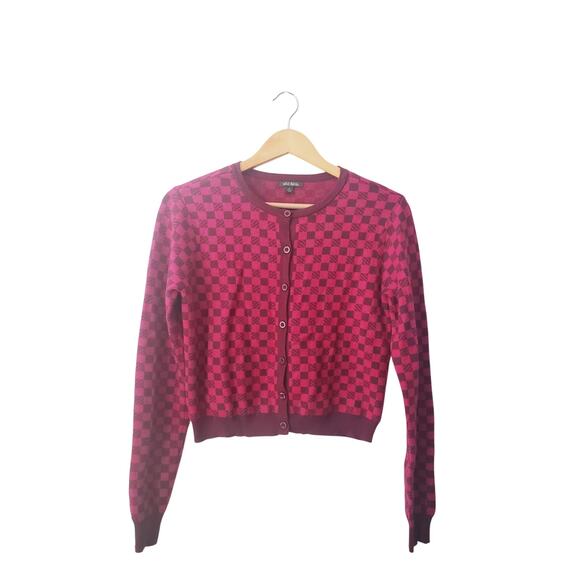 Wild Fable Checkerboard Cardigan Pink Size XL - Picture 1 of 4